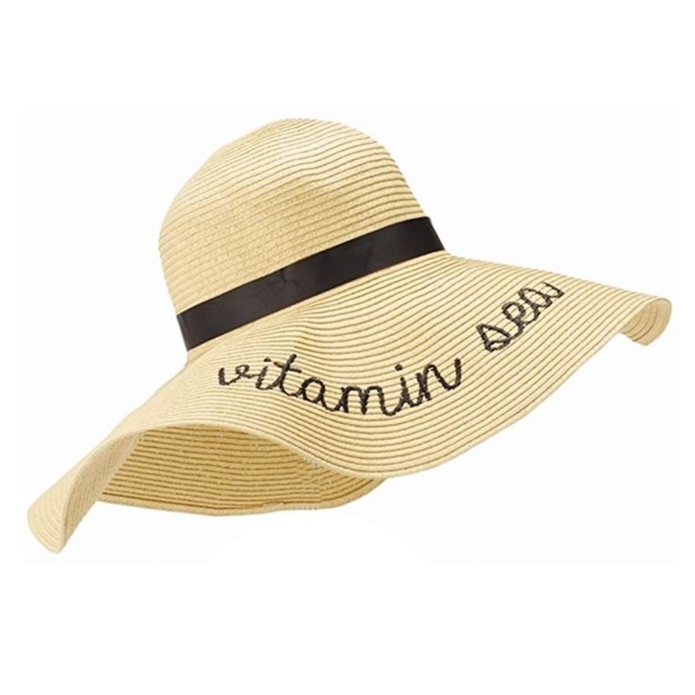 Embroidered straw sun hat “vitamin sea” NWT